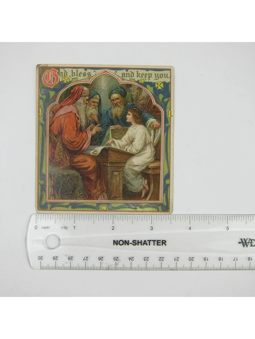 Victorian Greeting Card Religious God Bless Jesus Teach Old Men Embossed Antique